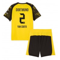 Borussia Dortmund Yan Couto #2 Domáci Detský futbalový dres 2025-26 Krátky Rukáv (+ trenírky)